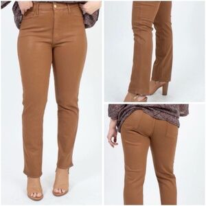 FRAME Women Size 29 Le Sylvie Slender Straight High Rise Coated Camel Jeans